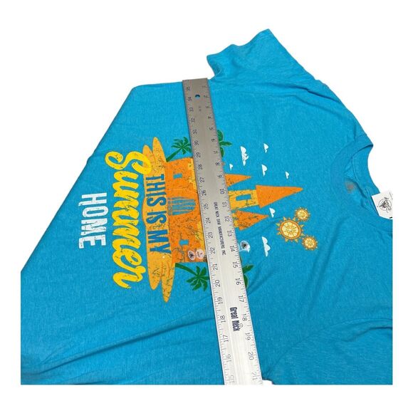 Disney Parks T-Shirt Mens L Blue Summer Home Castle Ears World Logo Fun Vacation - Picture 3 of 7